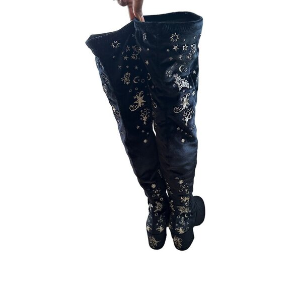 ASH Eros Velvet Boho Black Tall Boots Embroidered Over-The-Knee Sz 37 US 6.5 - Picture 5 of 16